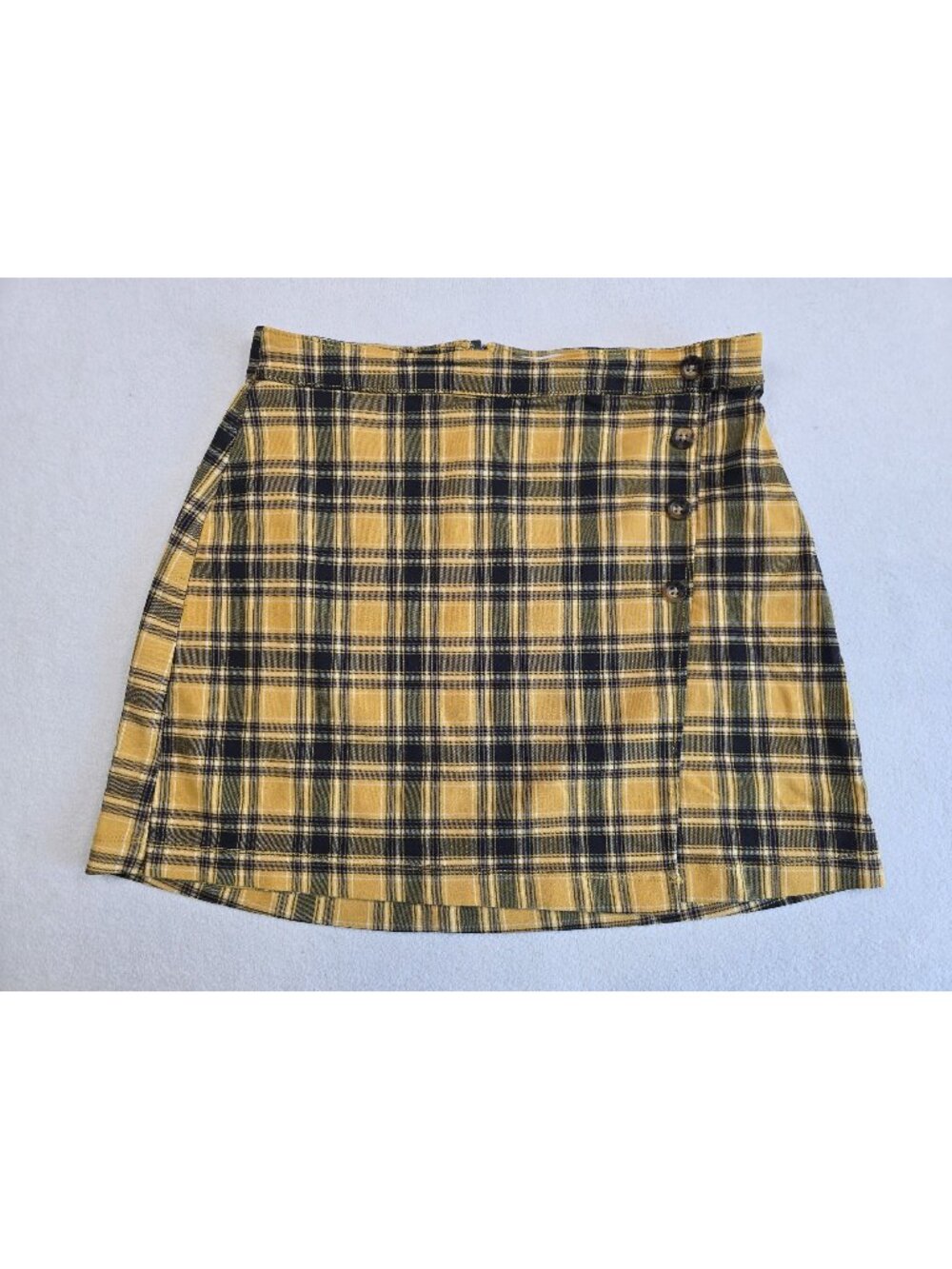 Hollister Large Yellow Plaid Ultra High-Rise Mini Skirt Academia Old Money